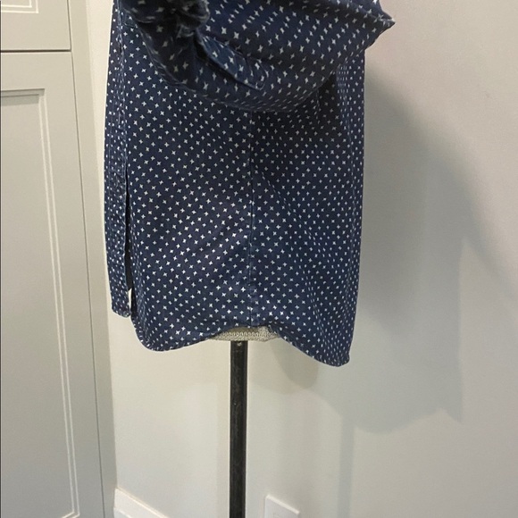 J.Crew Polka Dot Button Down Shirt Navy Cotton Denim Size 6 Women’s - Picture 6 of 14